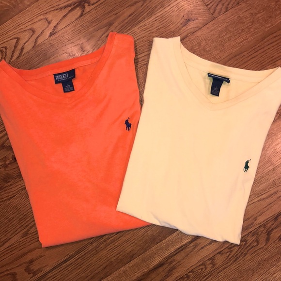 Set of 2 V-Neck Polo by Ralph Lauren SS T-Shirts - Picture 1 of 7